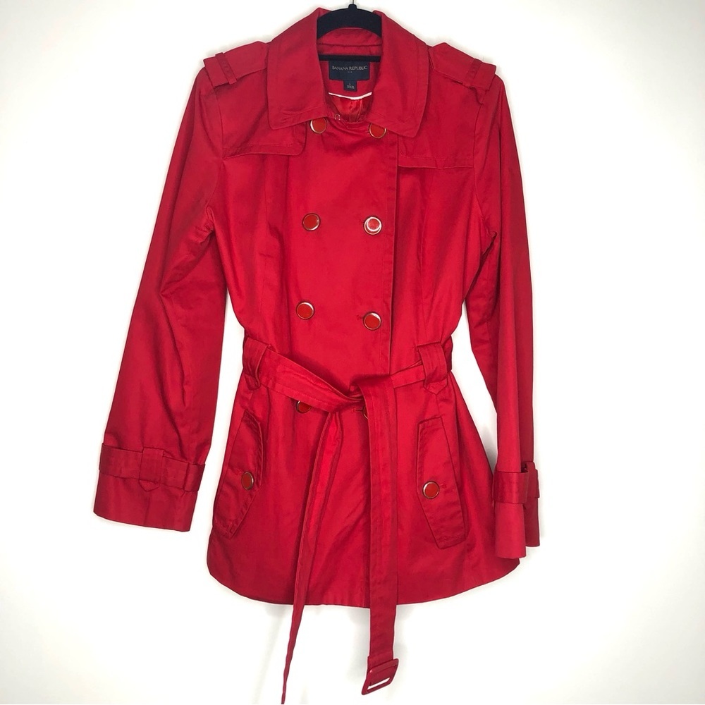 Banana Republic Factory Bright Red Trench Coat - Picture 1 of 6